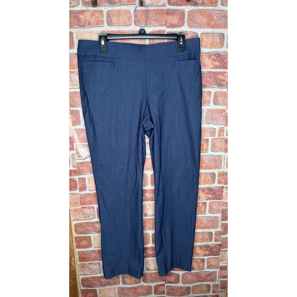 Kim Rogers Petite Navy Blue Pull‎ On Dress Pants Womens 12PS Straight Leg